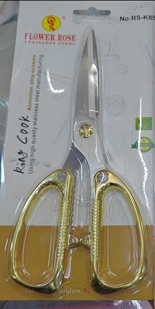 Silver & Golden Tailoring Scissors – Heavy Duty Stainless Steel Cutting Scissor (1 Piece) - Thumbnail 3
