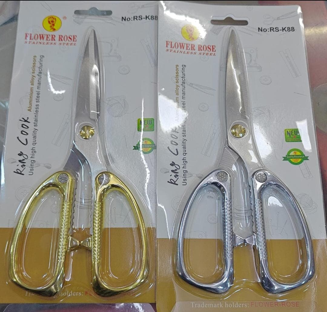 Silver & Golden Tailoring Scissors – Heavy Duty Stainless Steel Cutting Scissor (1 Piece) - Thumbnail 2