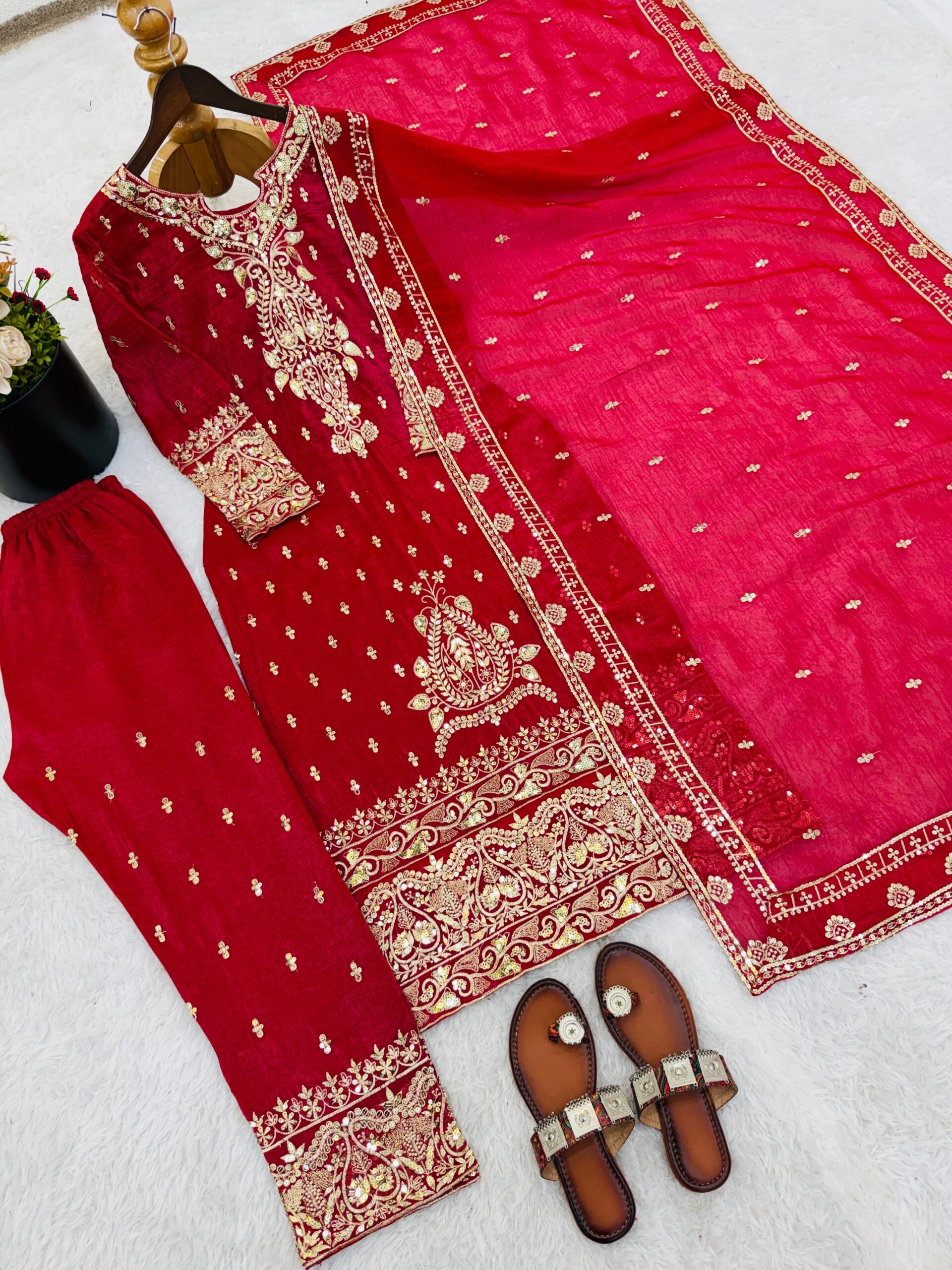 Embroidered Kurta Plazzo Set