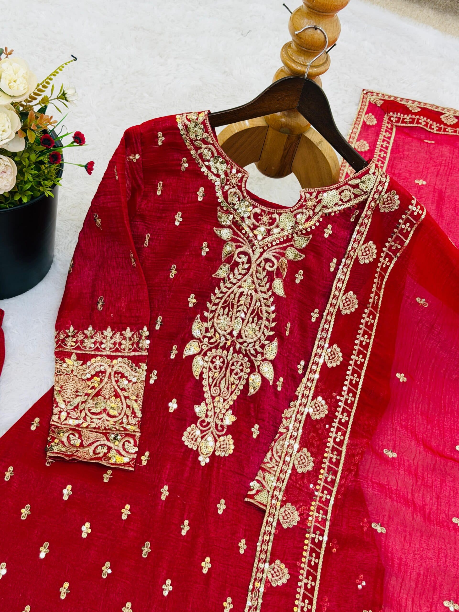 Embroidered Kurta Plazzo Set