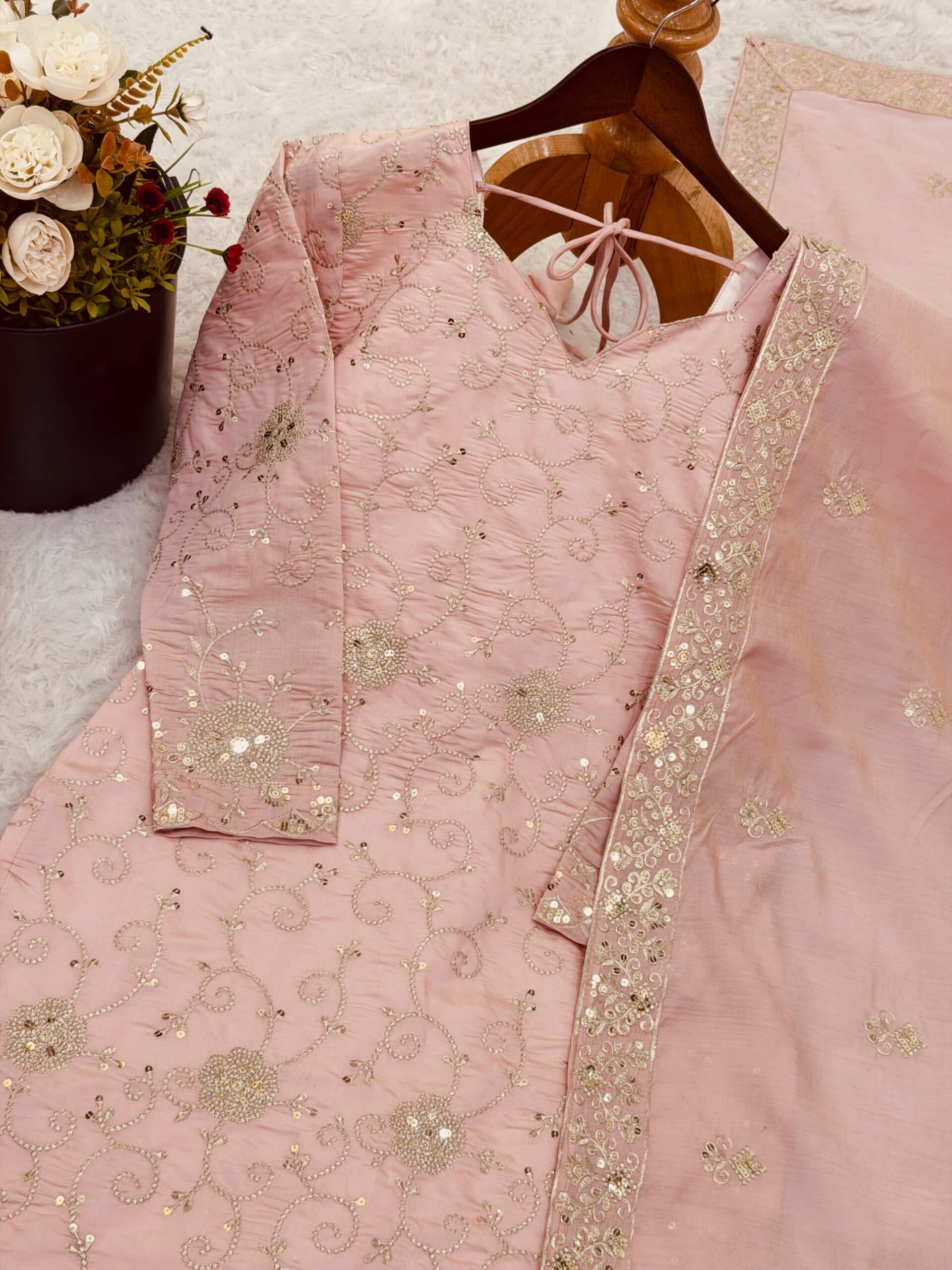 Designer Embroidered Kurta Sharara Dupatta Set in Simar Silk – Ready to Wear - Thumbnail 4