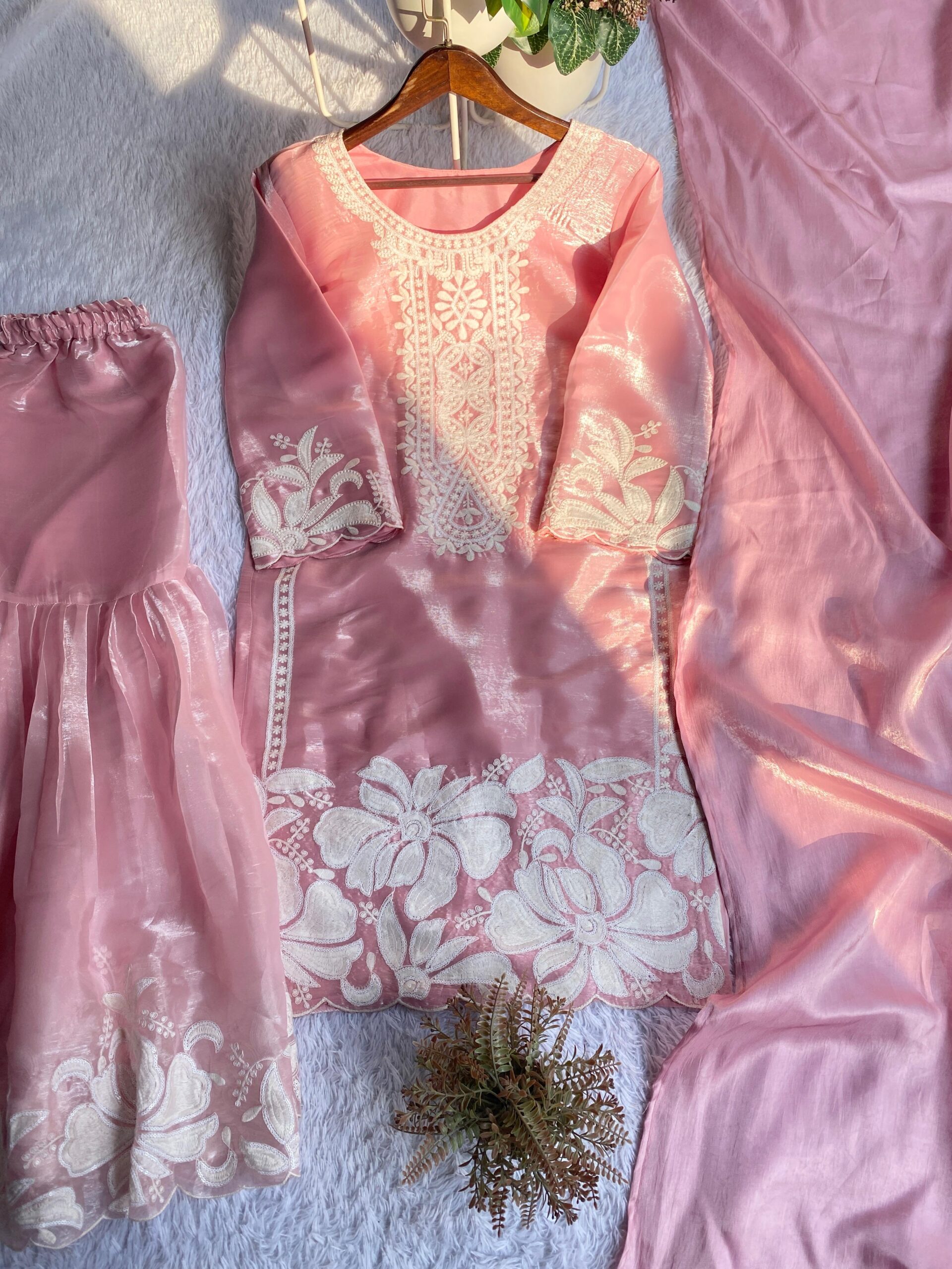 Designer Jimmy Choo Kurta Sharara Set with Dupatta – Embroidered Party & Wedding Wear - Thumbnail 6