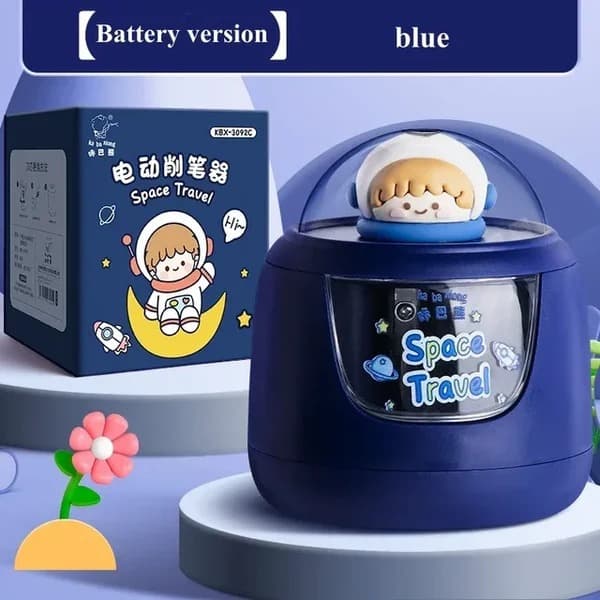 Space Design Electric Pencil Sharpener for Kids | Battery Operated Cartoon Sharpener with Tungsten Steel Blade