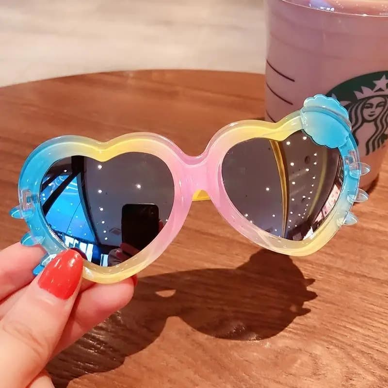 Cute Heart-Shaped UV400 Sunglasses for Kids (1 Pc) | Cartoon Style Protective Eyewear - Thumbnail 3