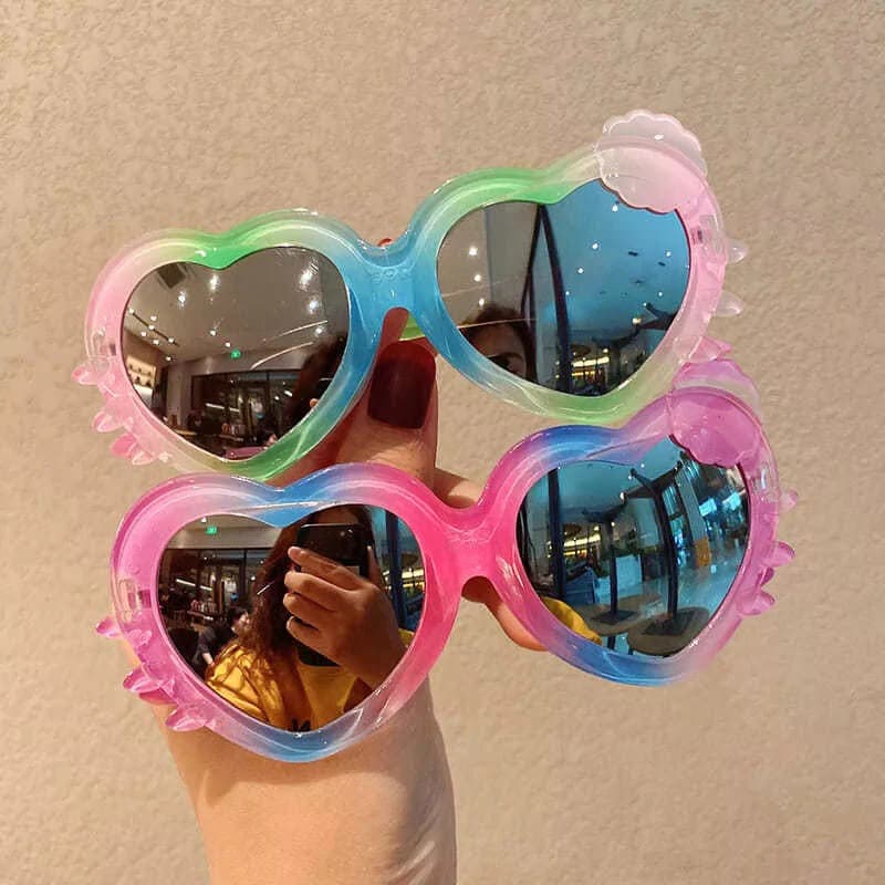 Cute Heart-Shaped UV400 Sunglasses for Kids (1 Pc) | Cartoon Style Protective Eyewear - Thumbnail 2