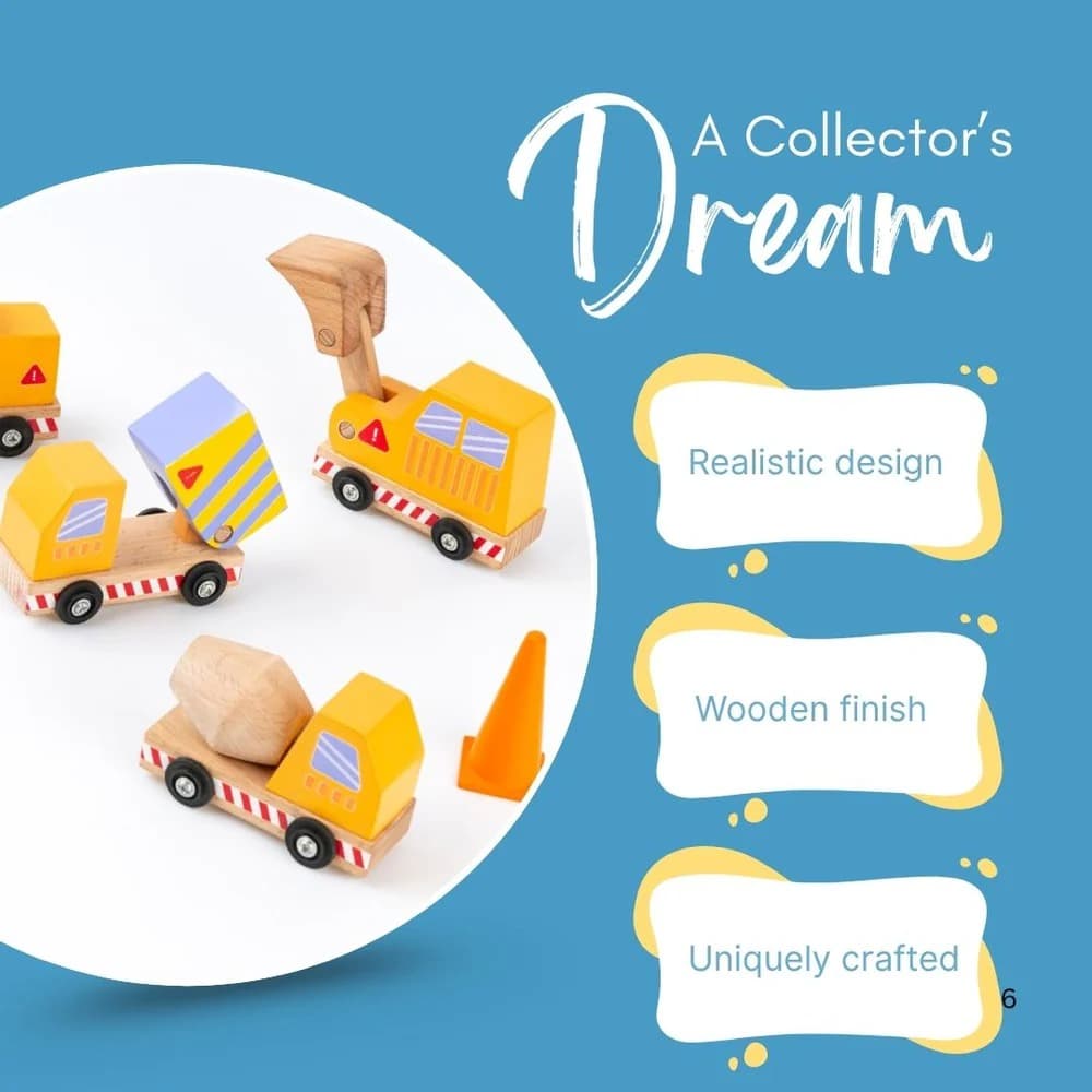 wooden construction vehicle set for kids