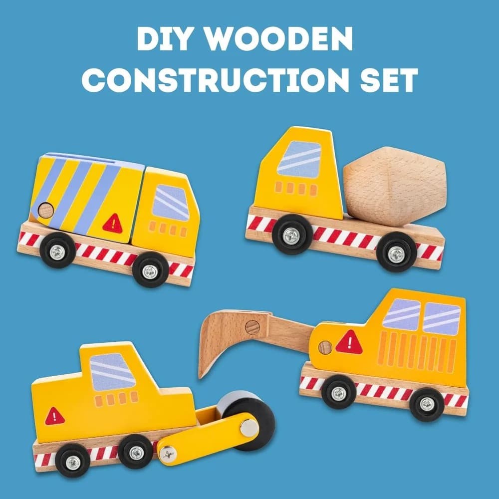 wooden construction vehicle set for kids - Thumbnail 4