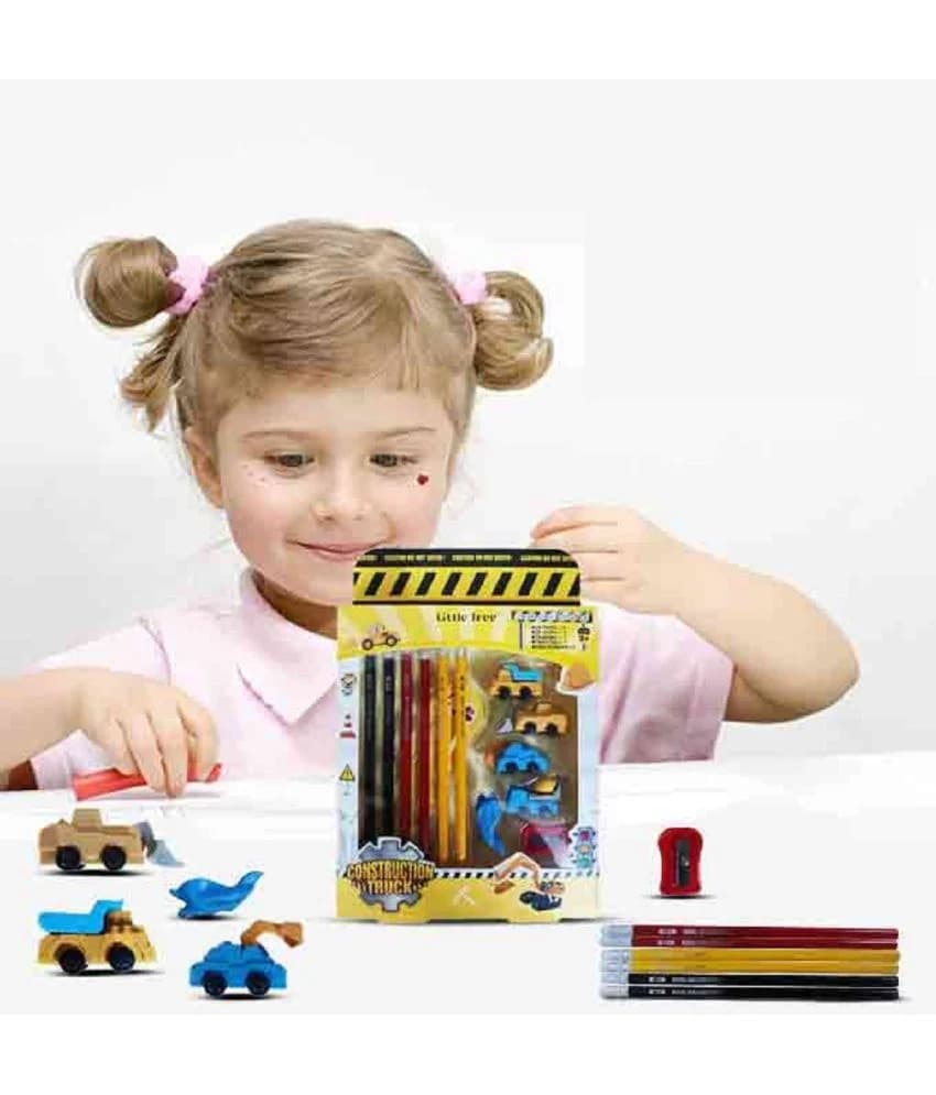 Little Tree Construction Theme Stationery Set for Kids | Pencil & Eraser Gift Kit - Thumbnail 4
