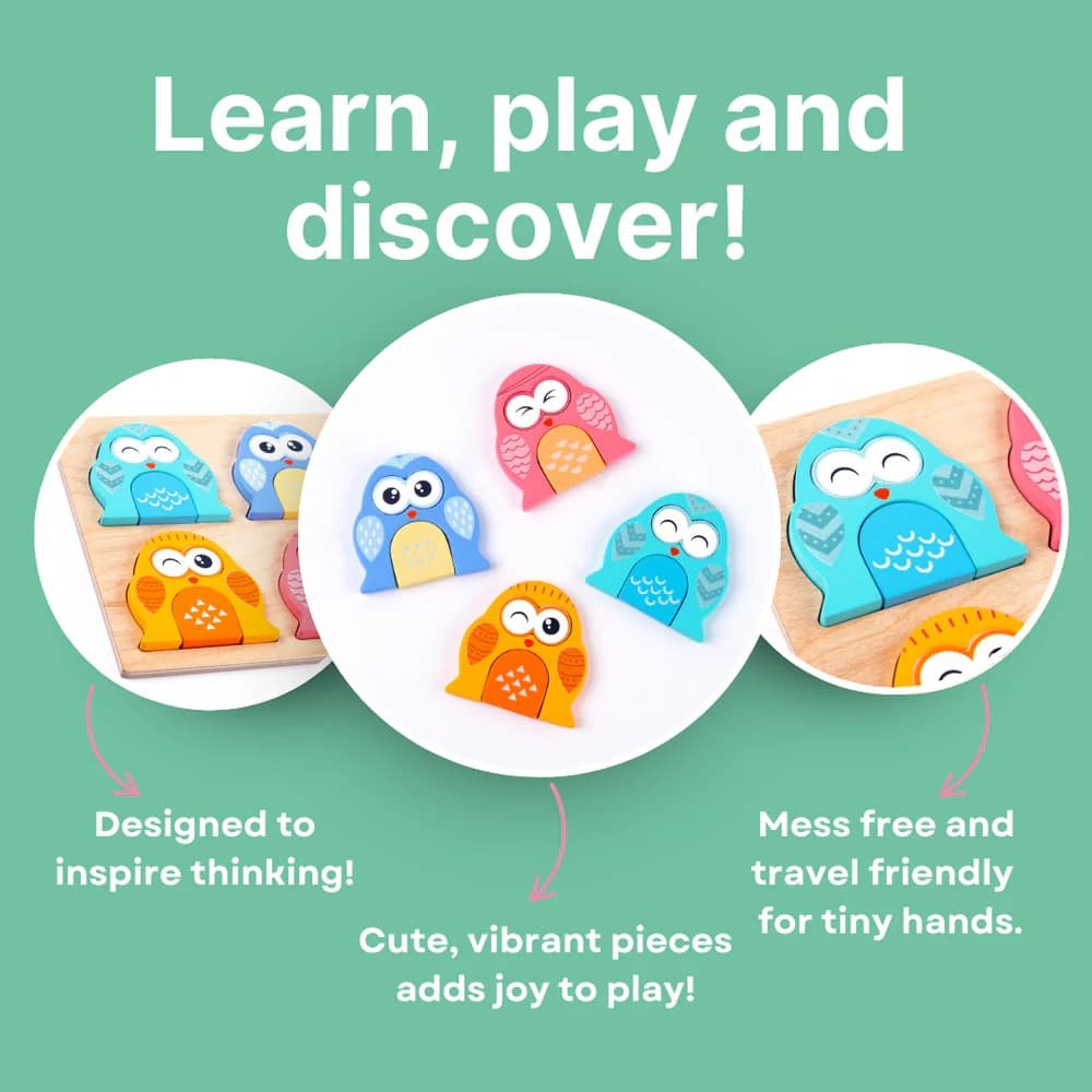 Cots and Cuddles Wooden Owl Face-Changing Puzzle with Match Cards | Kids Dress-Up Learning Toy - Thumbnail 3