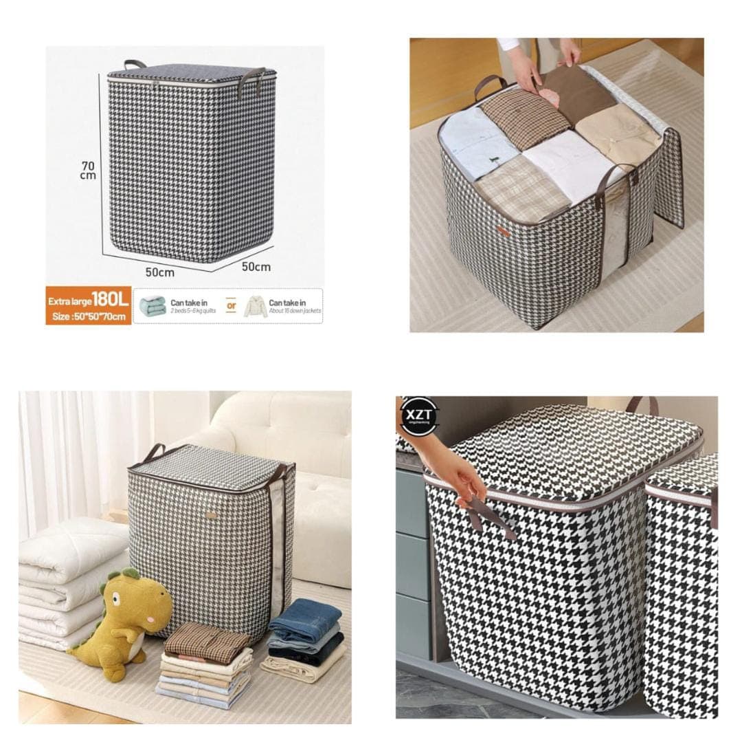 180 Litre Large Laundry Storage Bag with Lid & Handles – Foldable Clothes Organizer