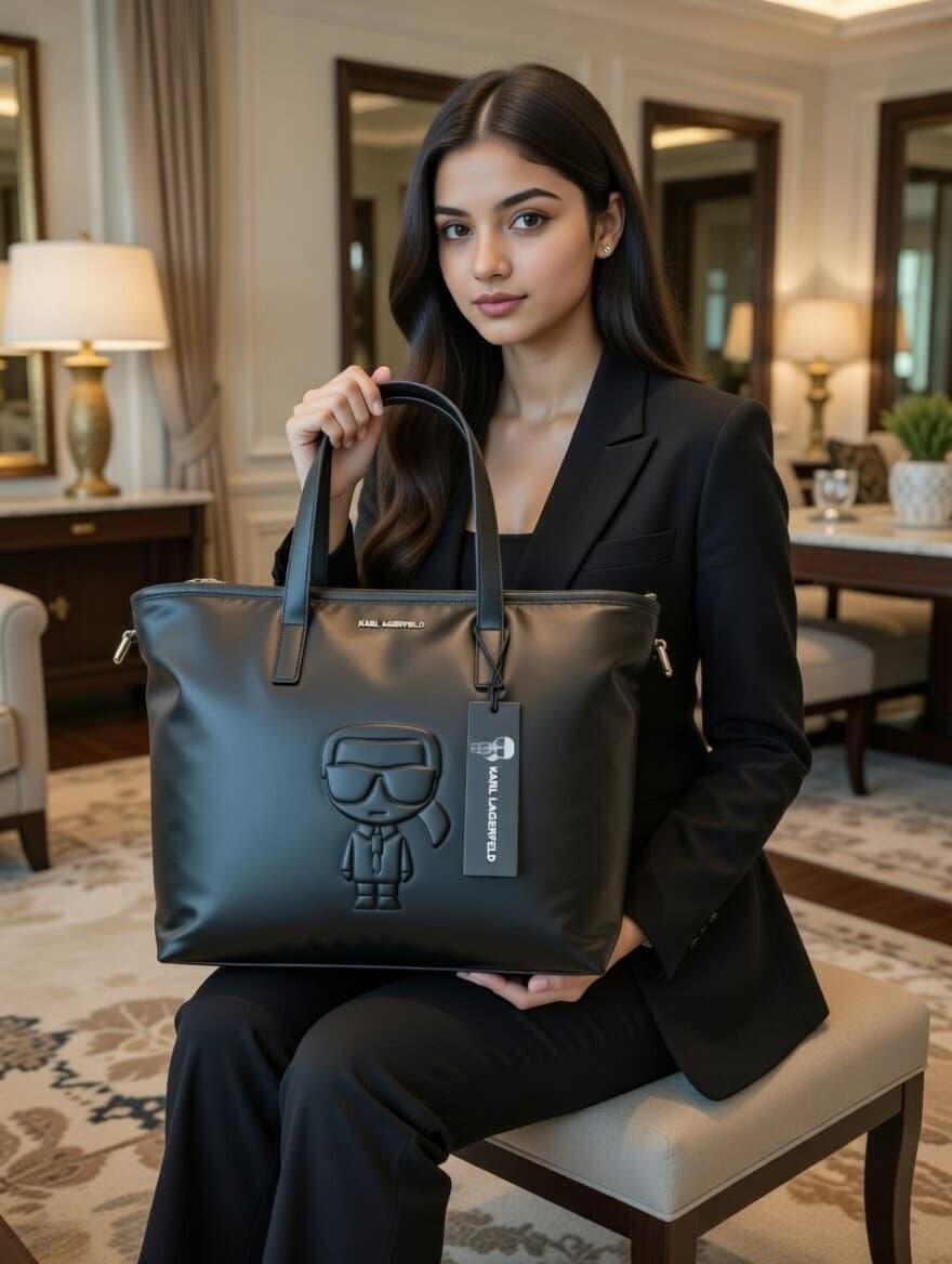 Karl Lagerfeld Crushed Super Lightweight Tote Bag for Women – Premium Travel & Daily Use Handbag - Thumbnail 2