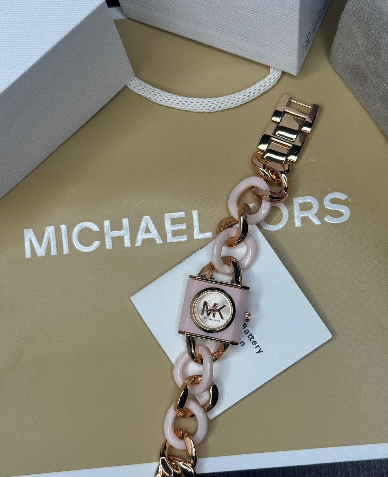 Michael Kors Ceramic Chain Bracelet Watch for Women – MK Quartz Model - Thumbnail 3