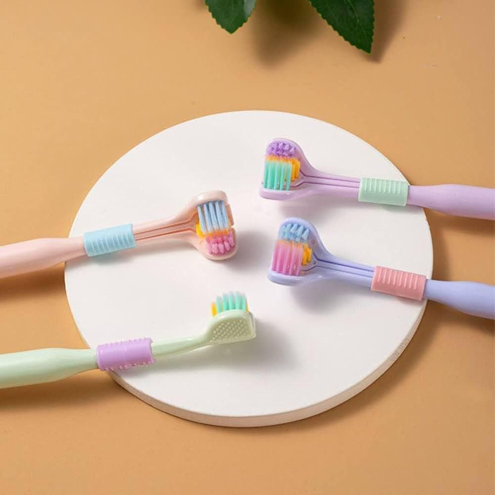 Three Way Tooth Brush – 360° Soft Bristle Toothbrush for Complete Oral Care (1 Piece)