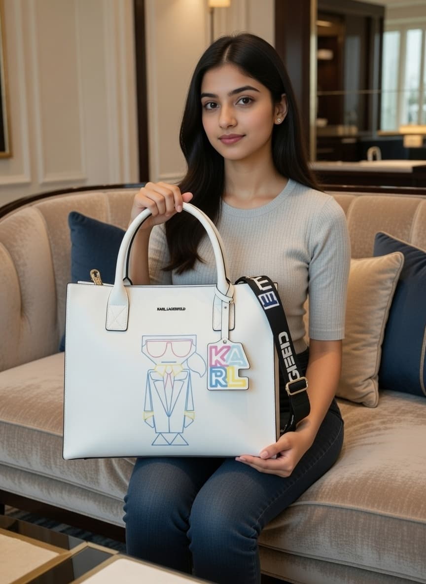 KARL LAGERFELD Signature Graphic Tote Bag for Women – Premium Designer Handbag