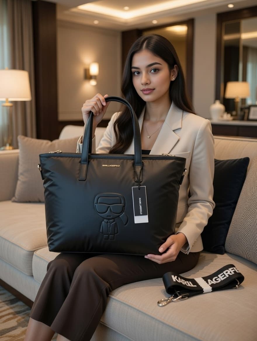 Karl Lagerfeld Crushed Super Lightweight Tote Bag for Women – Premium Travel & Daily Use Handbag